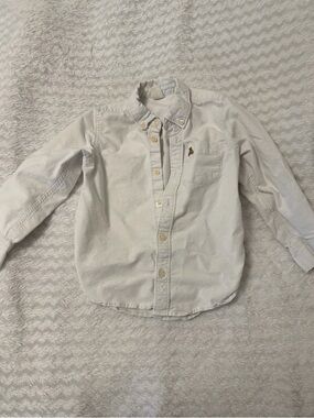#159 Classic White Long-Sleeve Button-Down Shirt for Kids